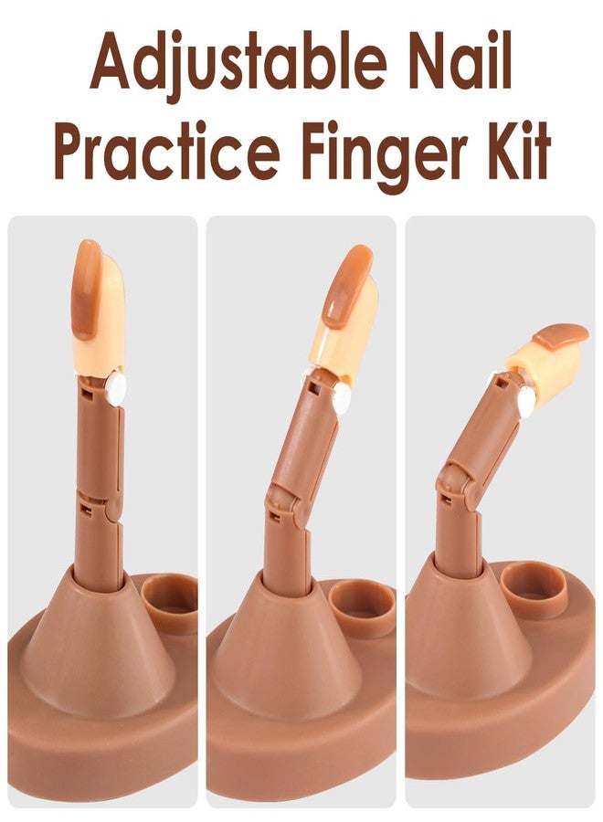 BORNBYME Acrylic Nail Practice Finger Kit, BORNBYME Acrylic Nail Training with 1 Base Stand, 3 Adjustable Fake Fingers, 100 Brown Nail Tips, Movable Training Nail Practice for Nail Beginner… - Image 4